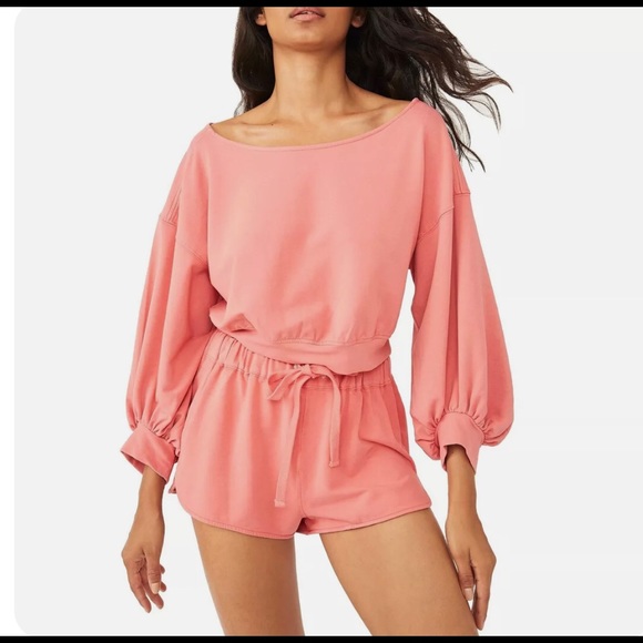 NWT Free people cropped sweatshirt and shorts set - Picture 3 of 7